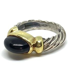 SOLD David Yurman Onyx Sterling & 14K Cable Ring